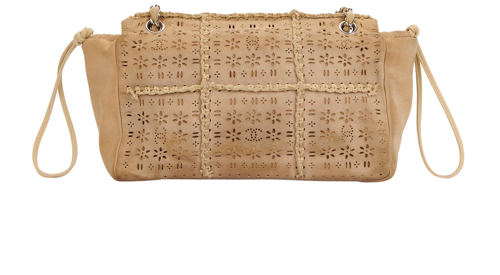 CC Logo Drawstring Flap Bag, &pound;1,030, Handbags, Brown, Suede, Back view